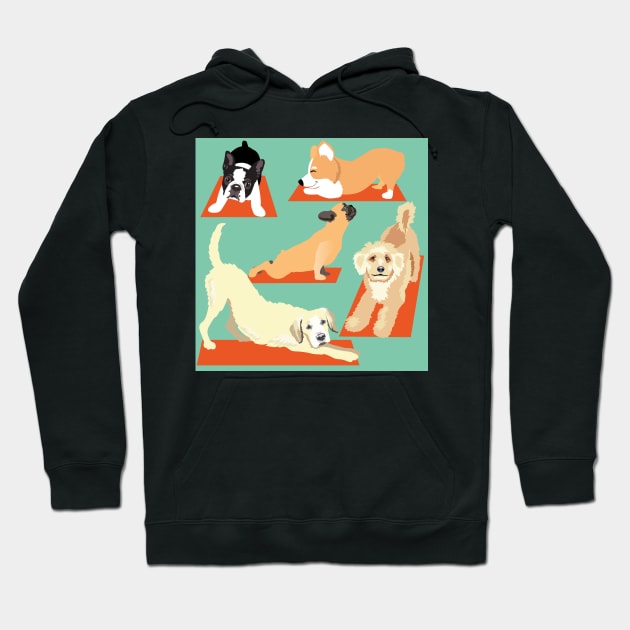 Cute Yoga Dogs Hoodie by HotPinkStudio.Me